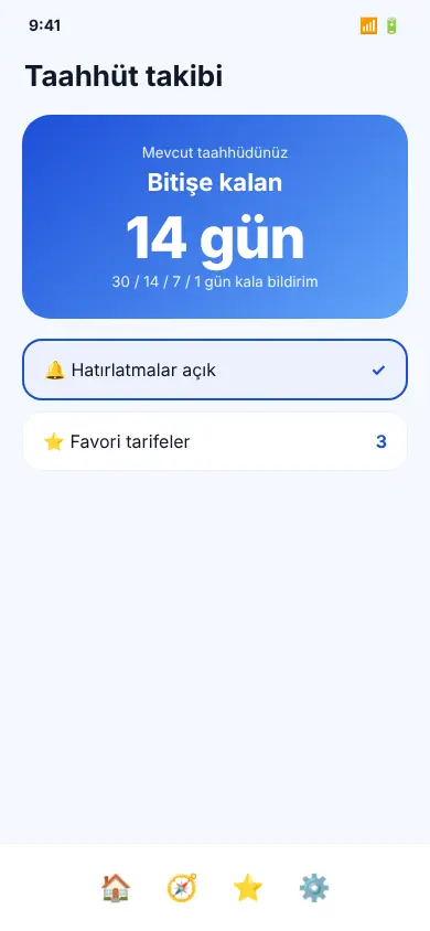 Tarife Bul ekran görüntüsü