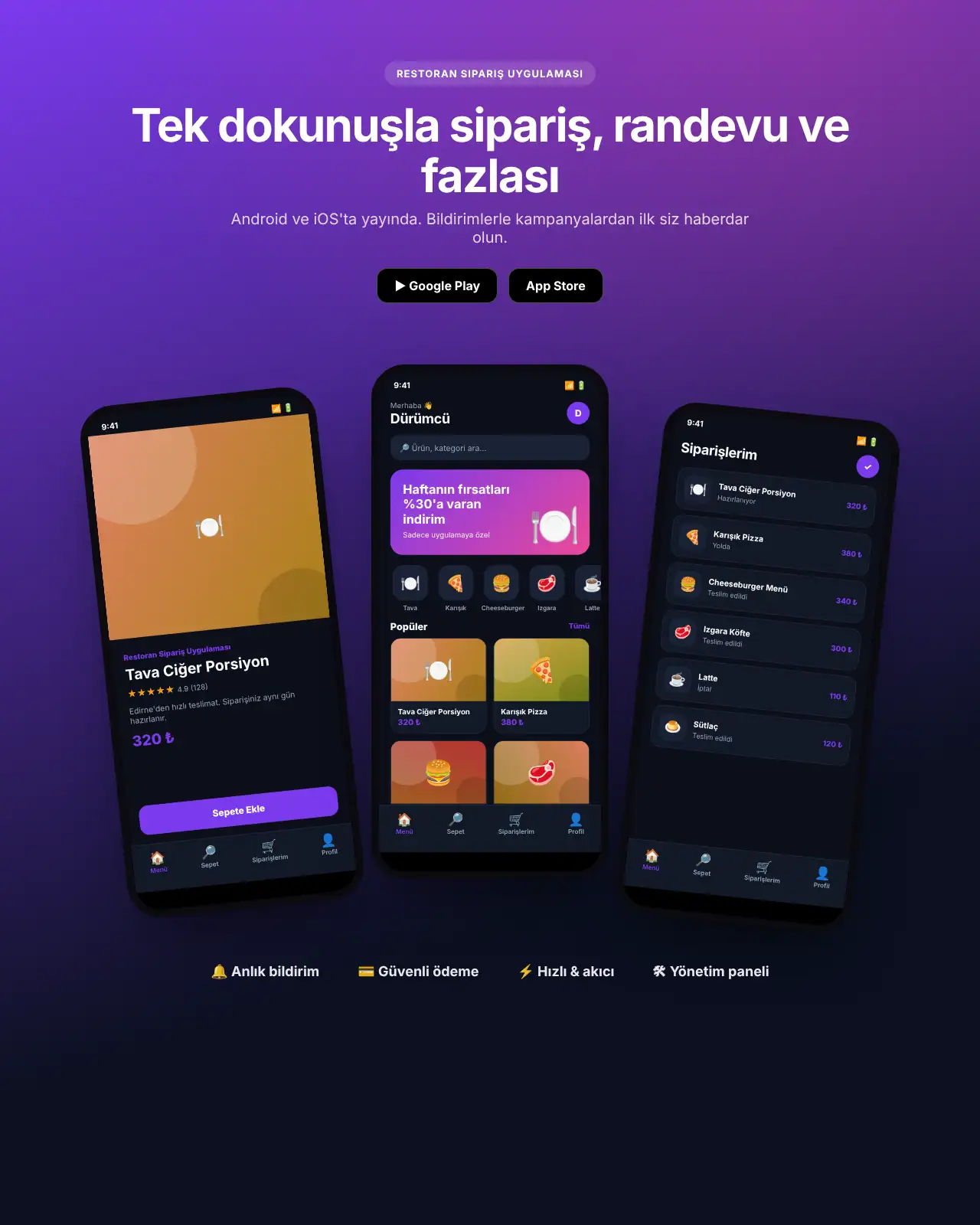 Afiyet App - Restoran Sipariş Uygulaması demo