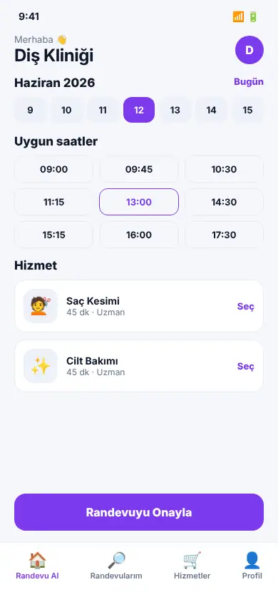 Ajanda App mobil görünüm