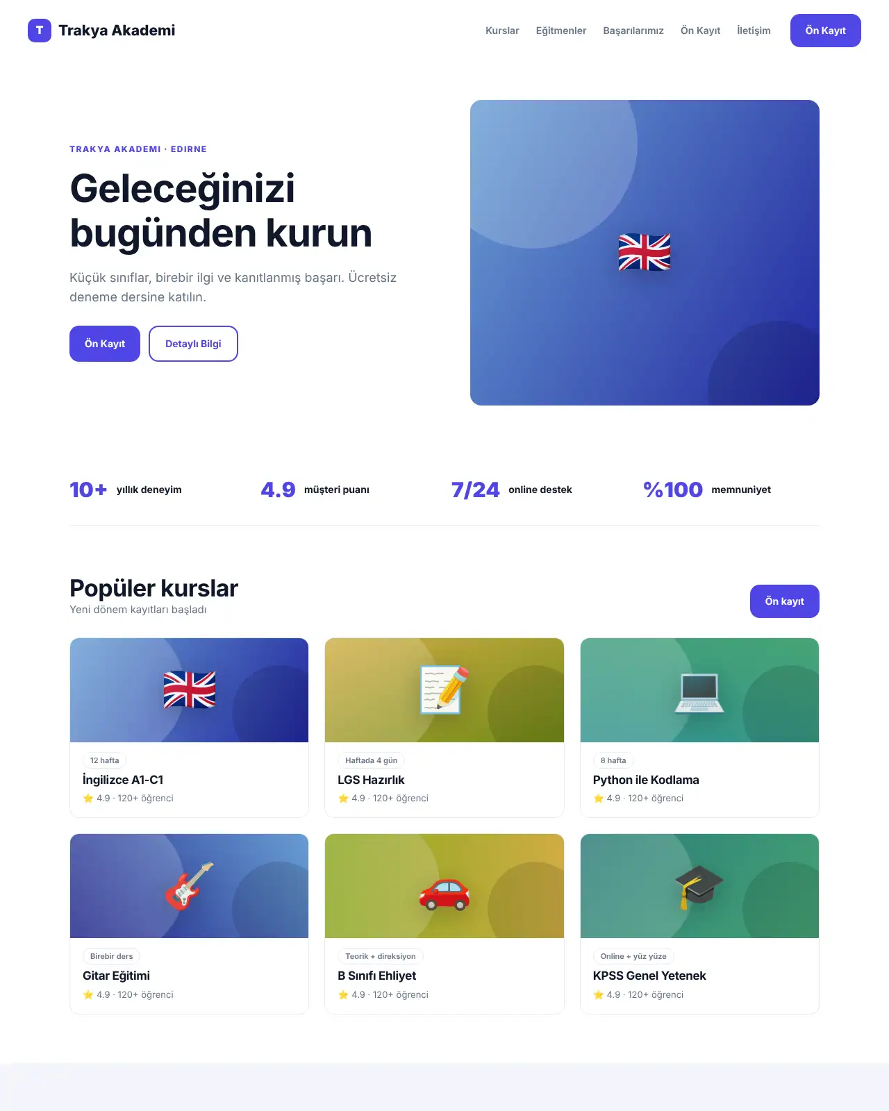Eğitim & Kurs Web Sitesi demoları