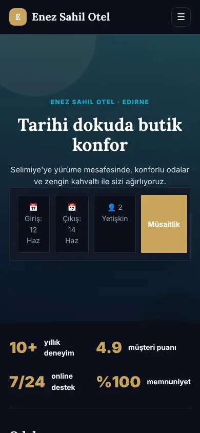Bahçe Otel mobil görünüm