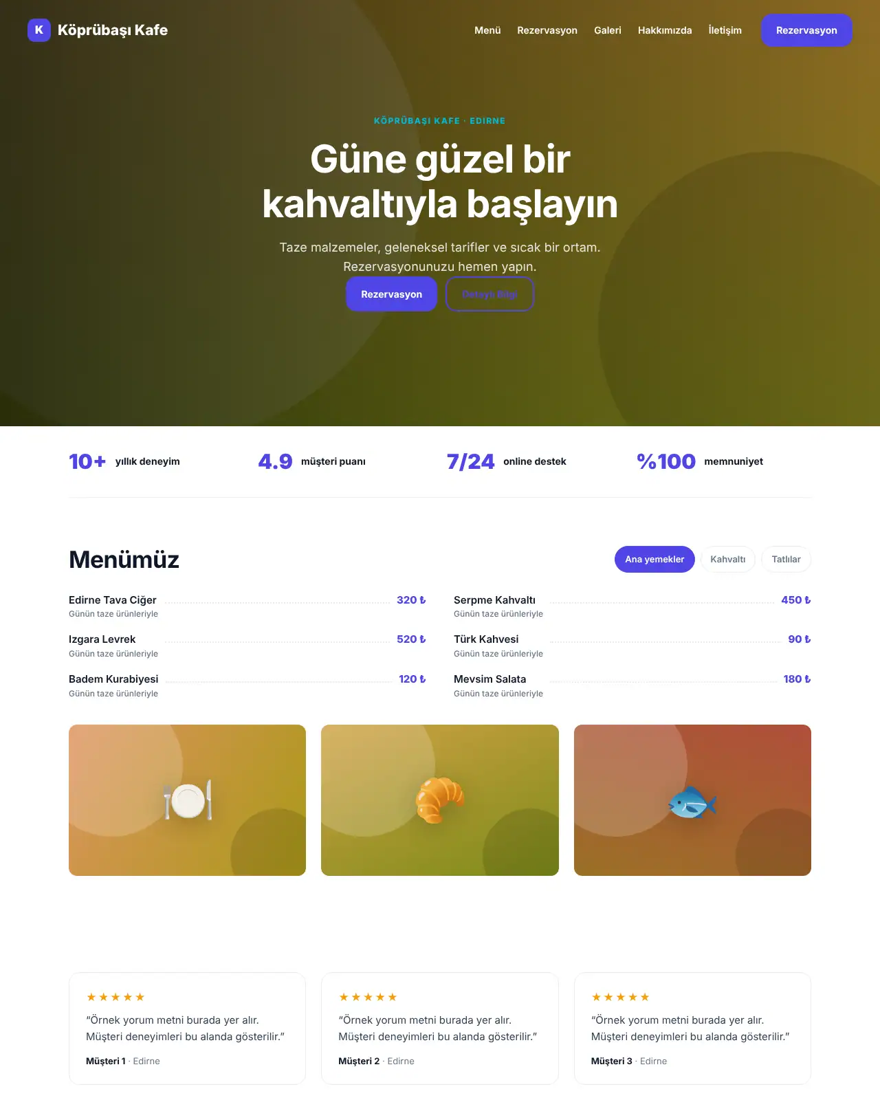 Bahçe Restoran - Restoran & Kafe Web Sitesi demo