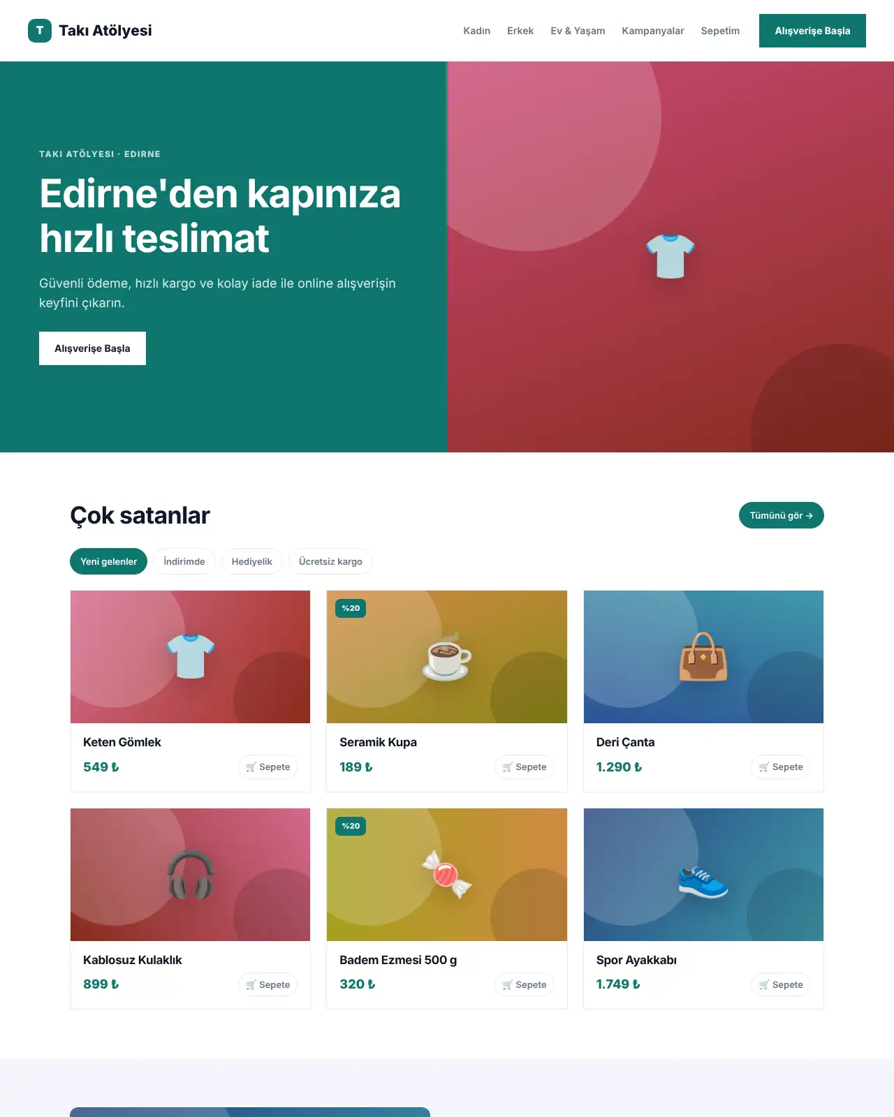 Bedesten E-Ticaret - E-Ticaret Web Sitesi demo