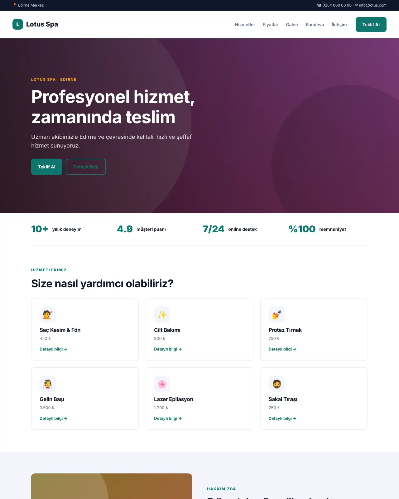 Bella Güzellik - Güzellik Salonu & Kuaför Web Sitesi demo
