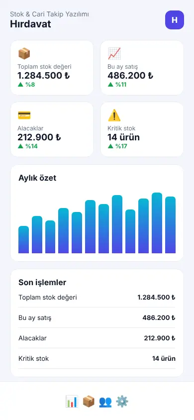 Bilanço Yazılım mobil görünüm