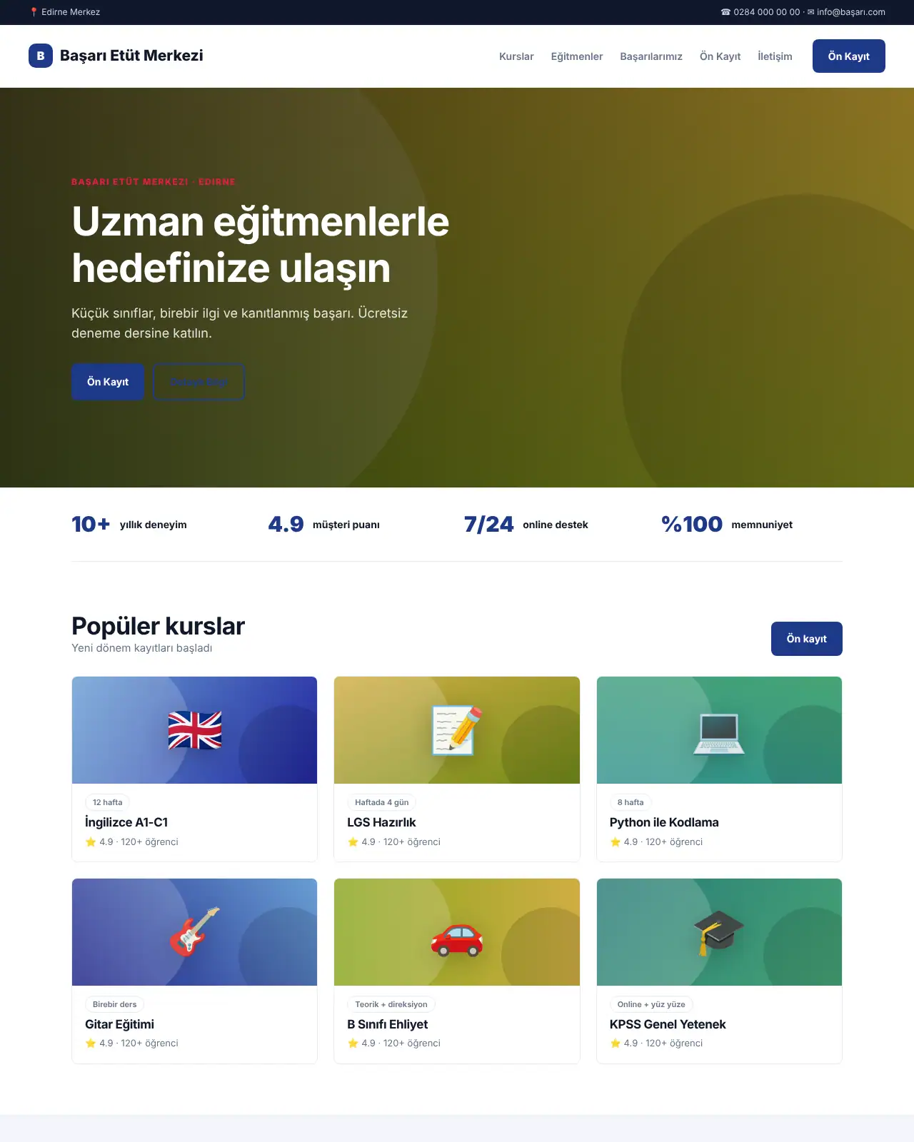 Bilgi Eğitim Eğitim & Kurs Web Sitesi masaüstü görünüm