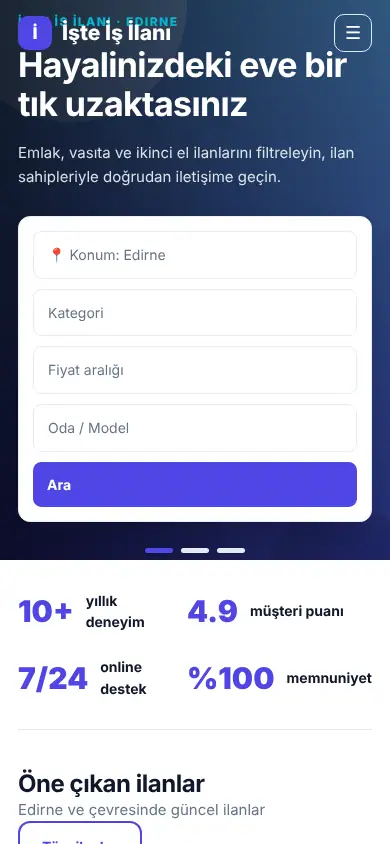 Bölge İlan mobil görünüm