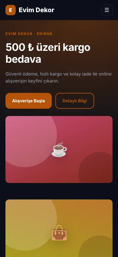 Butik E-Ticaret mobil görünüm
