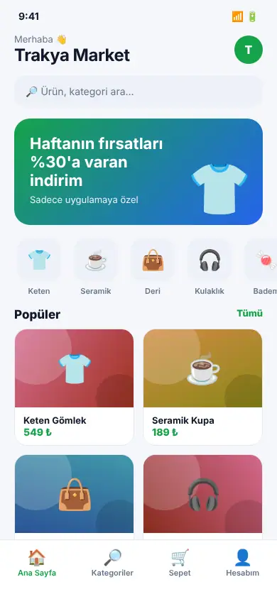 Cepte App mobil görünüm