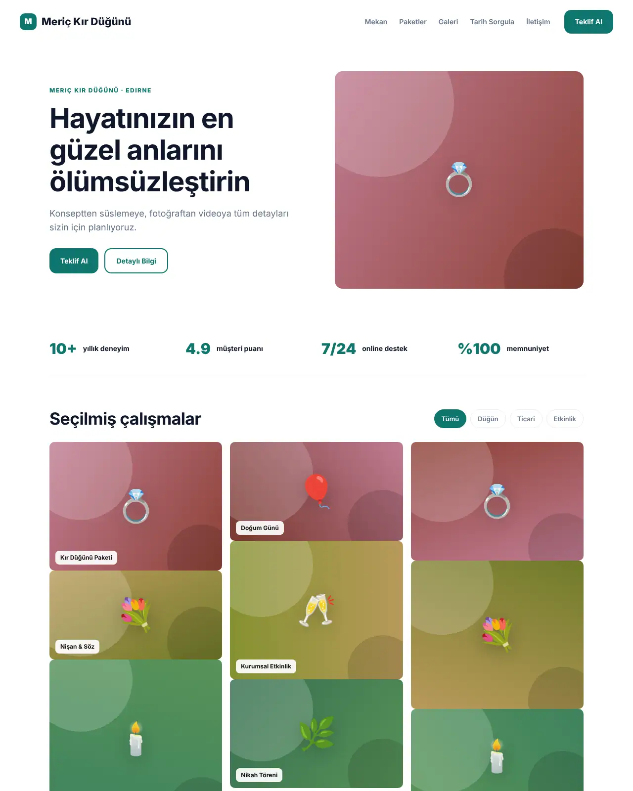 Düğün & Organizasyon Web Sitesi demoları