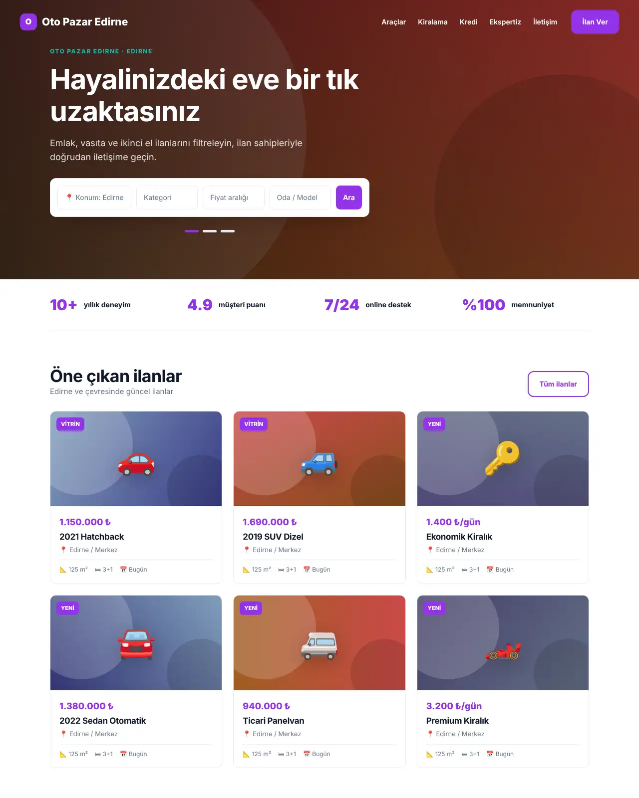 Direksiyon Oto - Oto Galeri & Rent a Car Web Sitesi demo