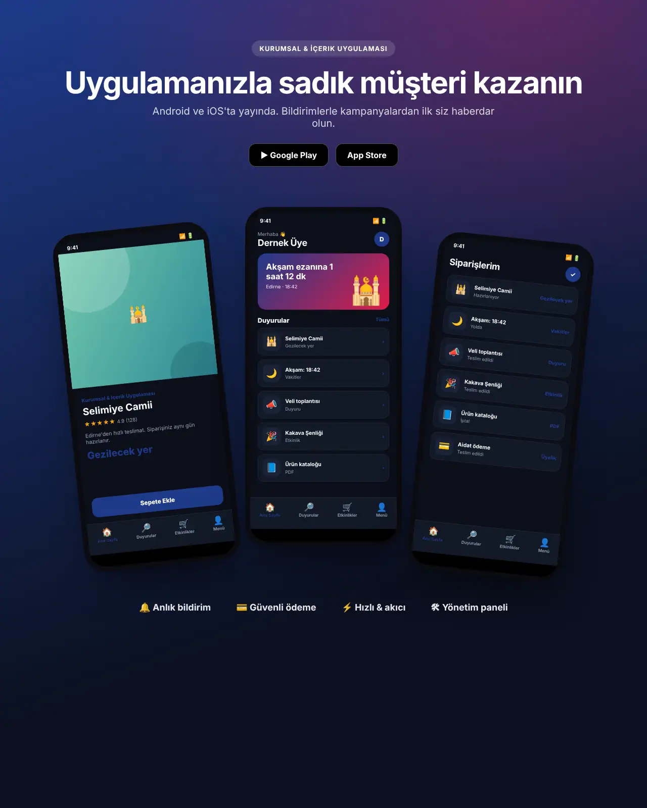 Etkinlik App Kurumsal & İçerik Uygulaması masaüstü görünüm