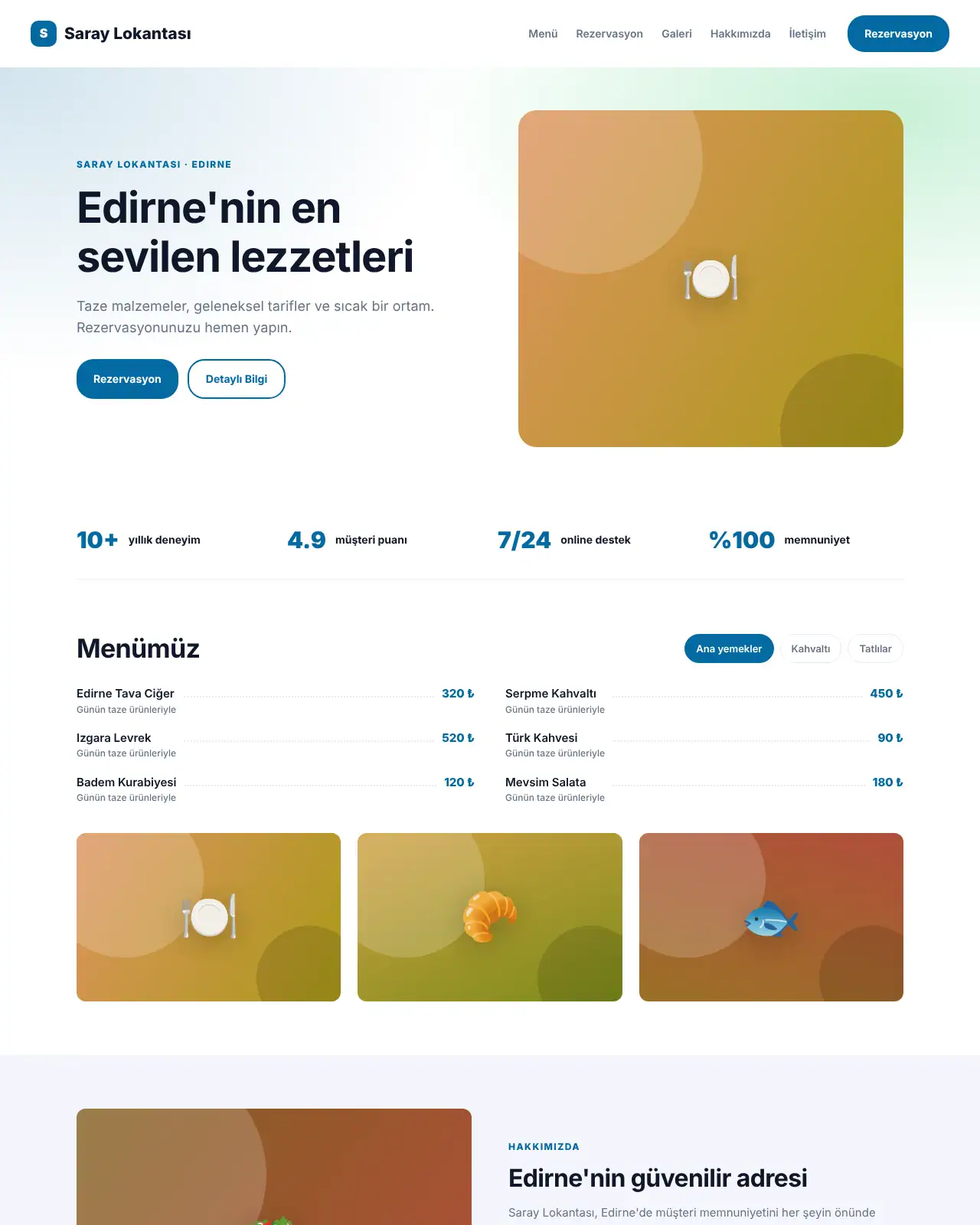 Fincan Restoran - Restoran & Kafe Web Sitesi demo