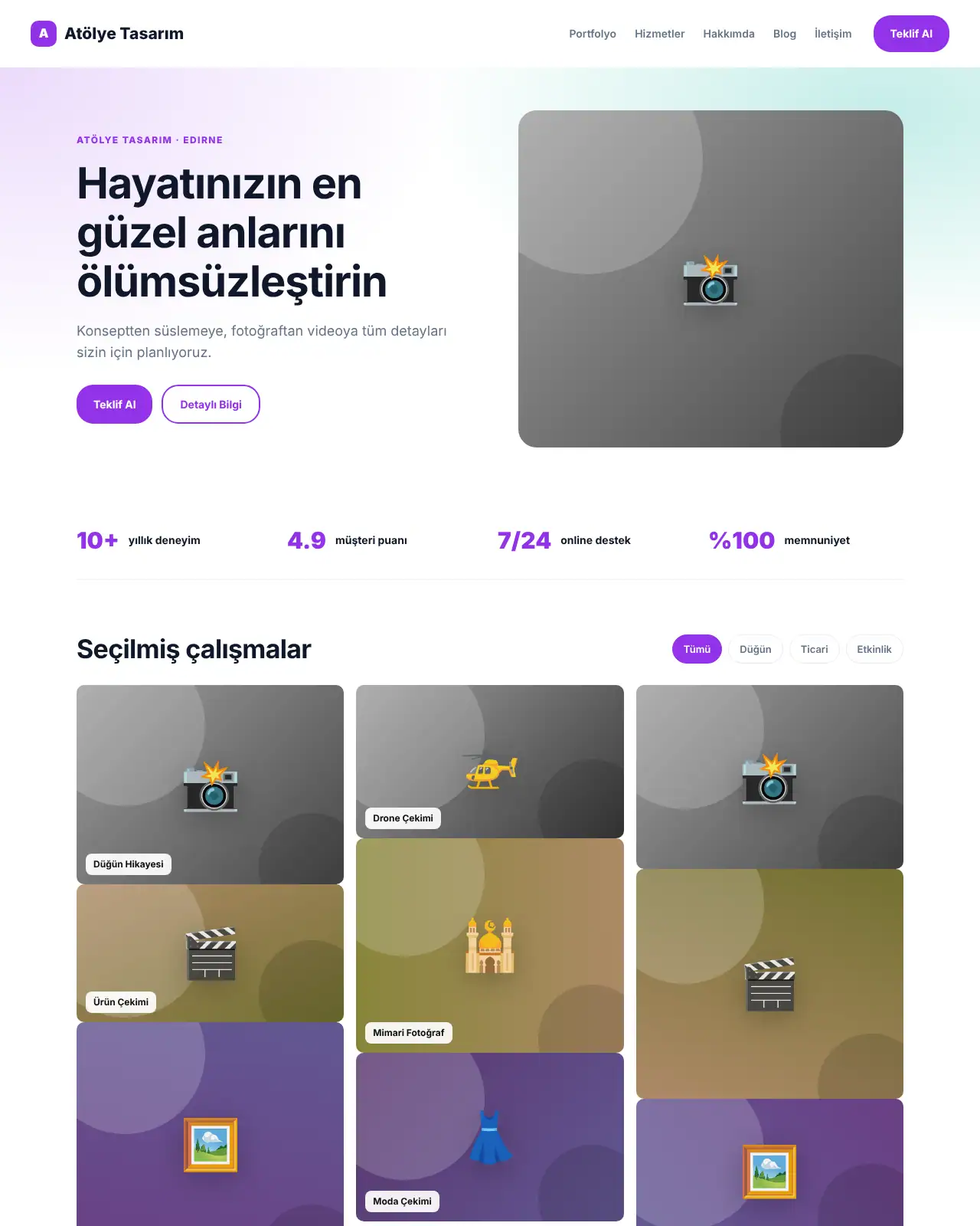 Galeri Portfolyo - Portfolyo & Fotoğrafçı Web Sitesi demo