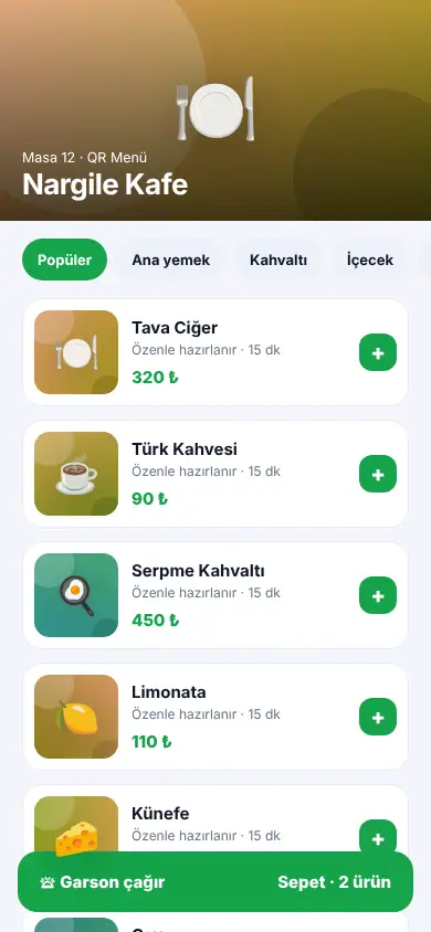 Garson QR mobil görünüm