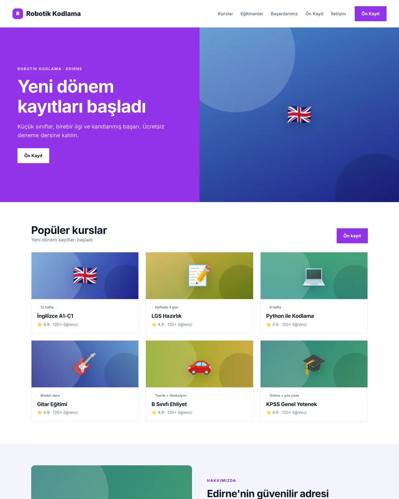 Gelecek Eğitim - Eğitim & Kurs Web Sitesi demo