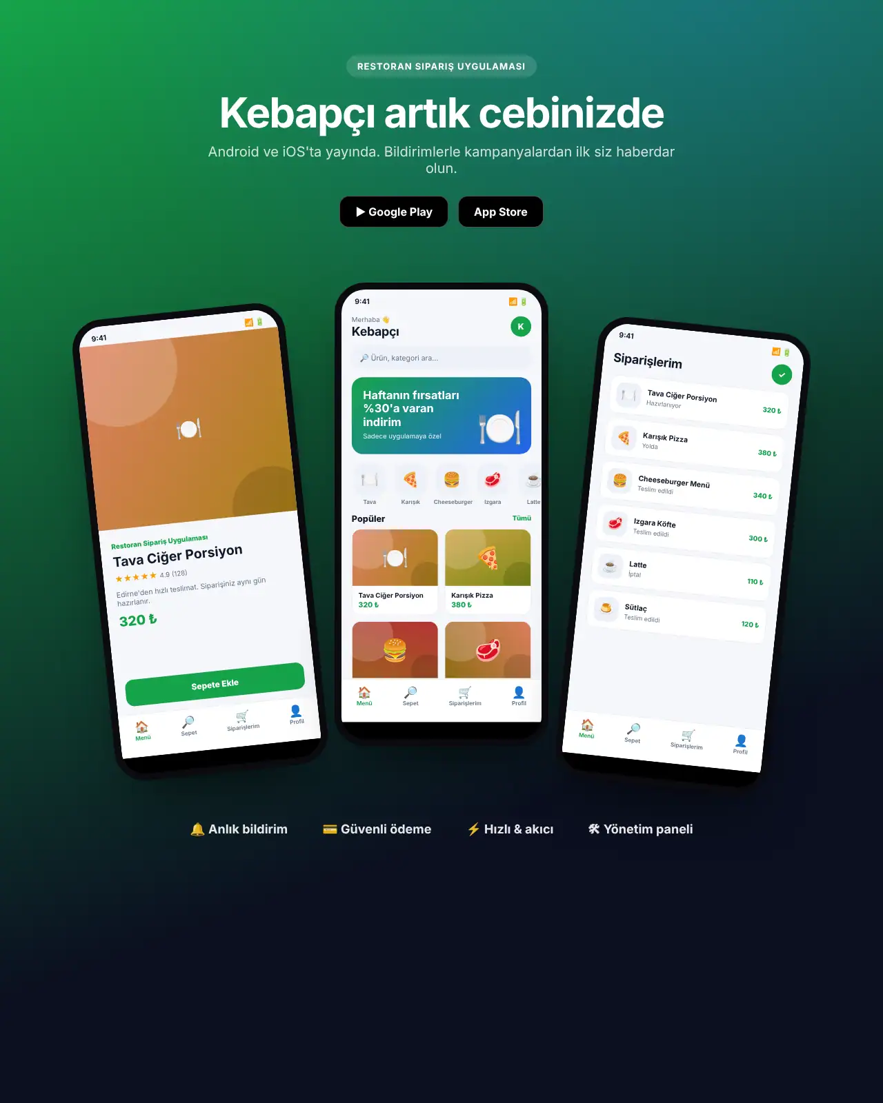 Getir Gel App - Restoran Sipariş Uygulaması demo