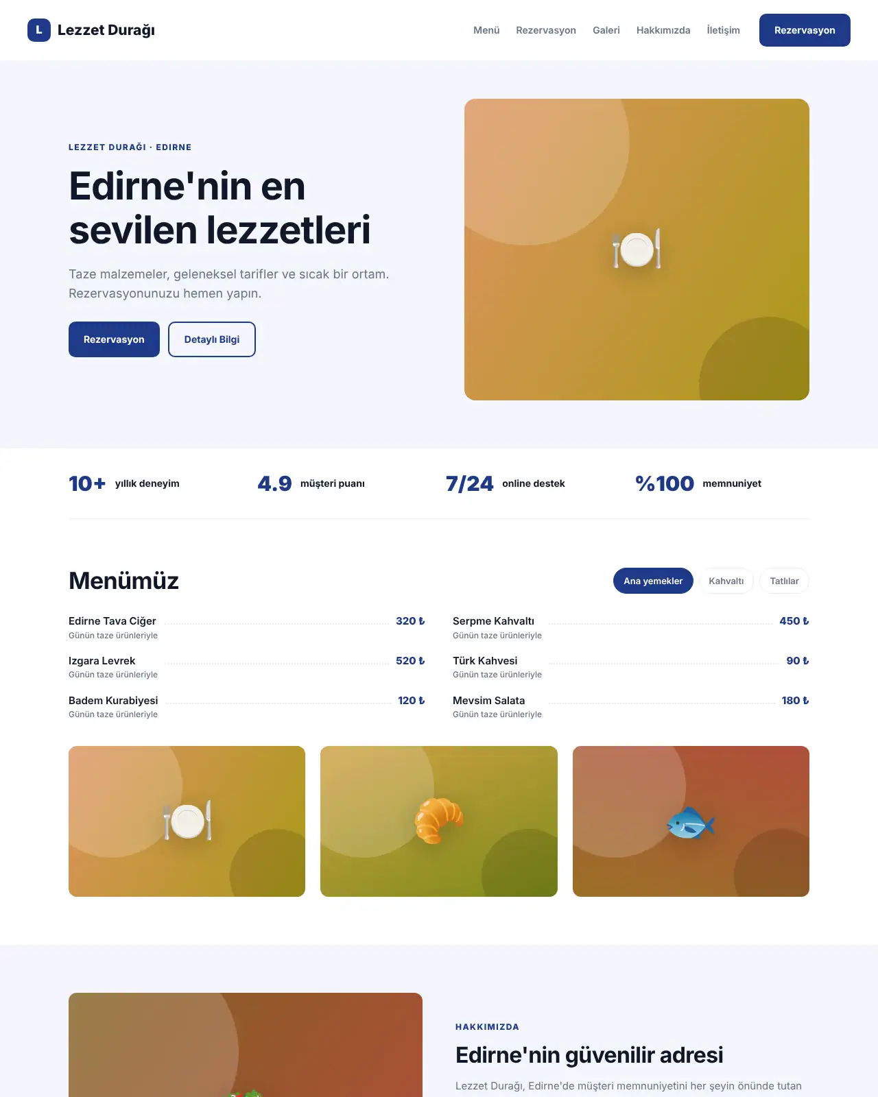 Gurme Restoran - Restoran & Kafe Web Sitesi demo