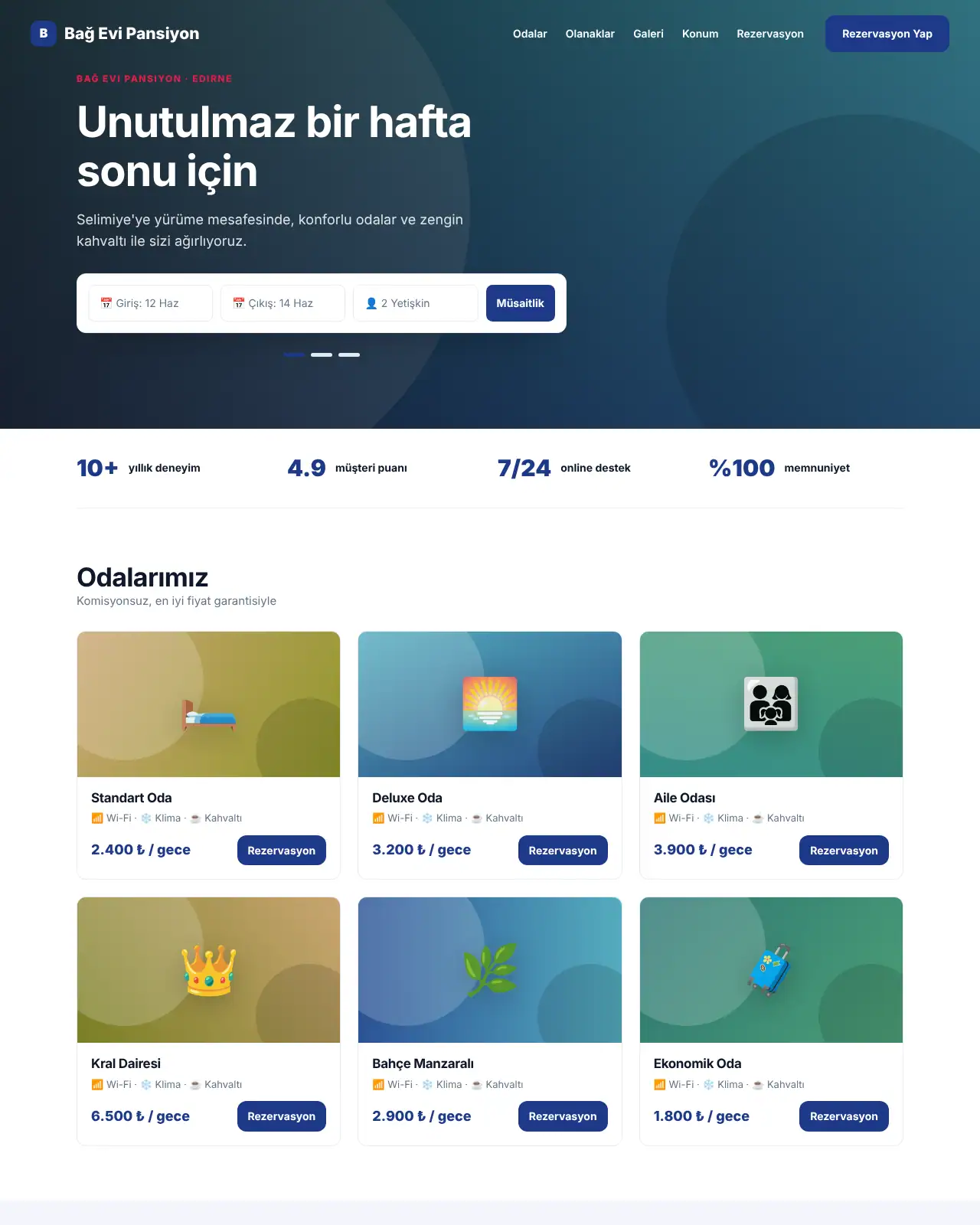 Han Otel - Otel & Pansiyon Web Sitesi demo