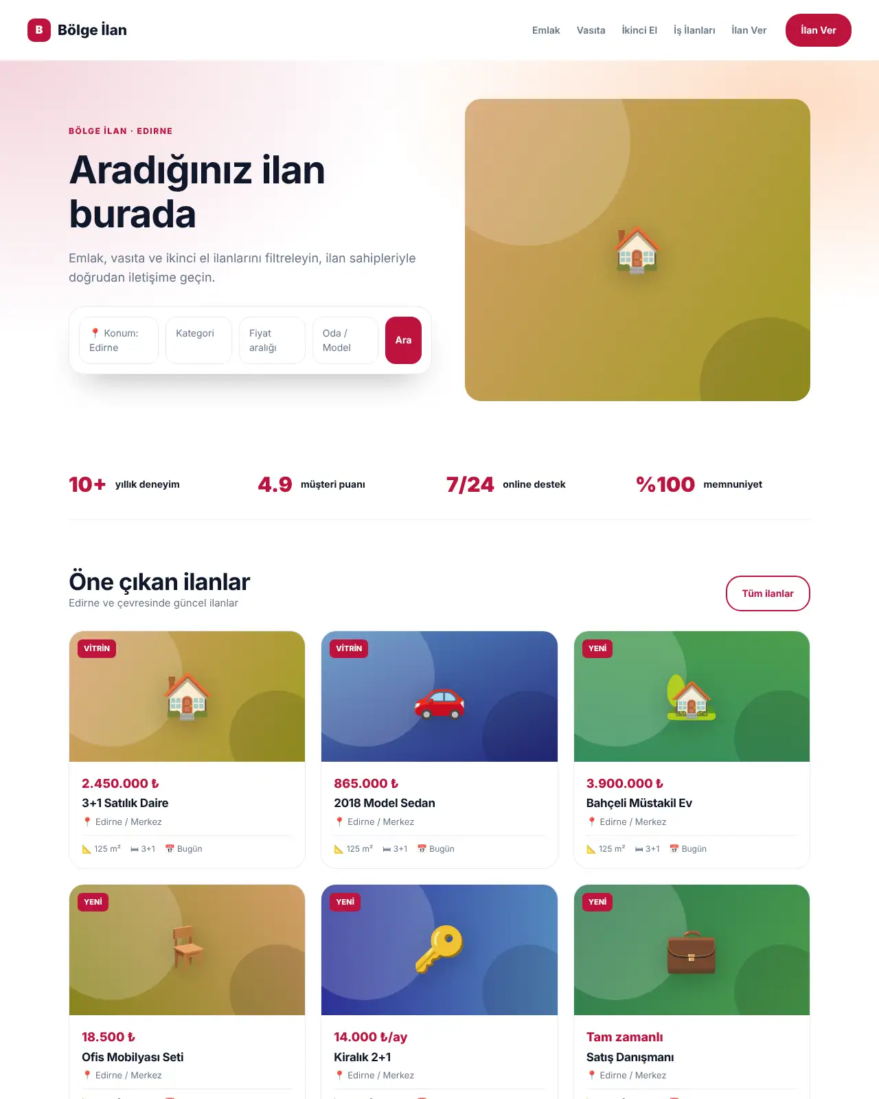 İlan Merkezi İlan Seri İlan Web Sitesi masaüstü görünüm