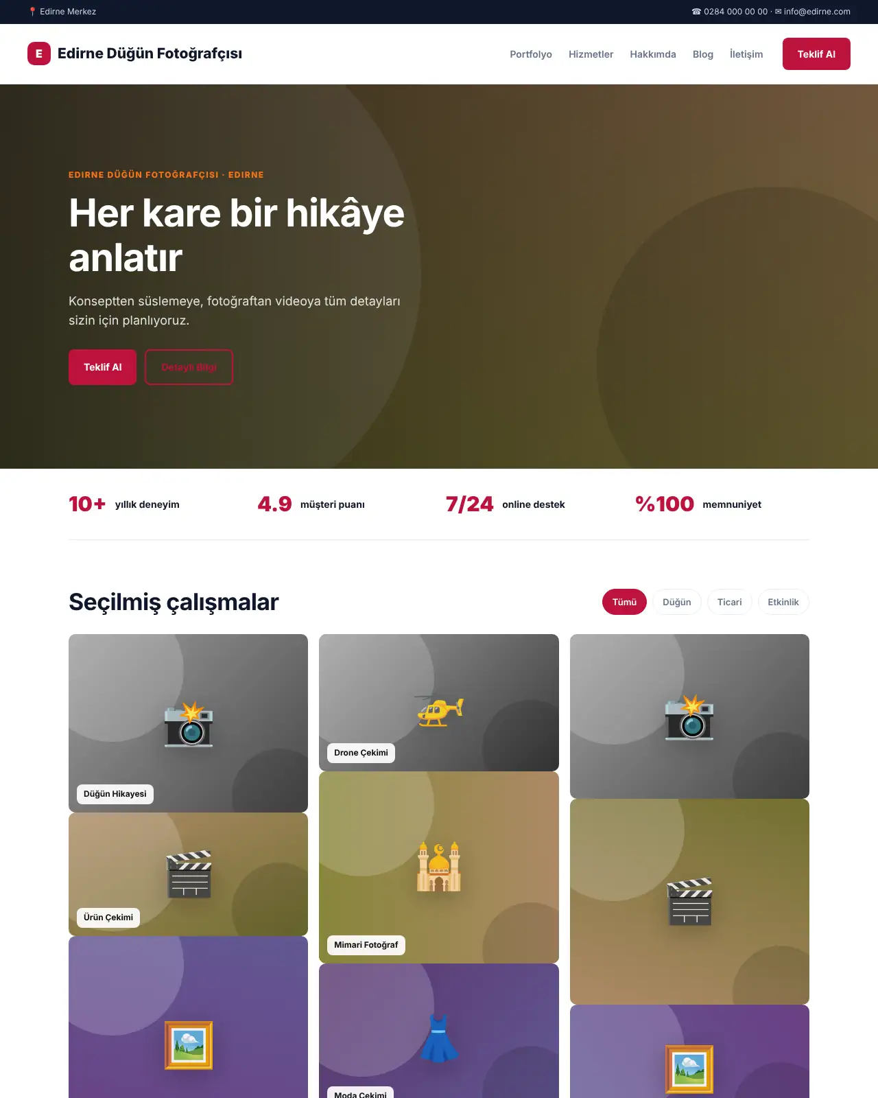 Işık Portfolyo Portfolyo & Fotoğrafçı Web Sitesi masaüstü görünüm