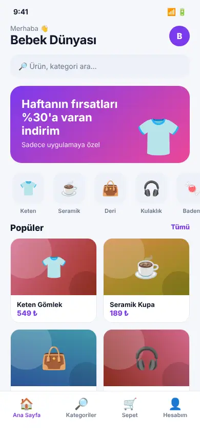 Kampanya App mobil görünüm