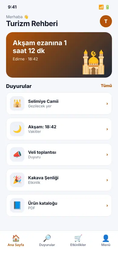 Kampüs App mobil görünüm