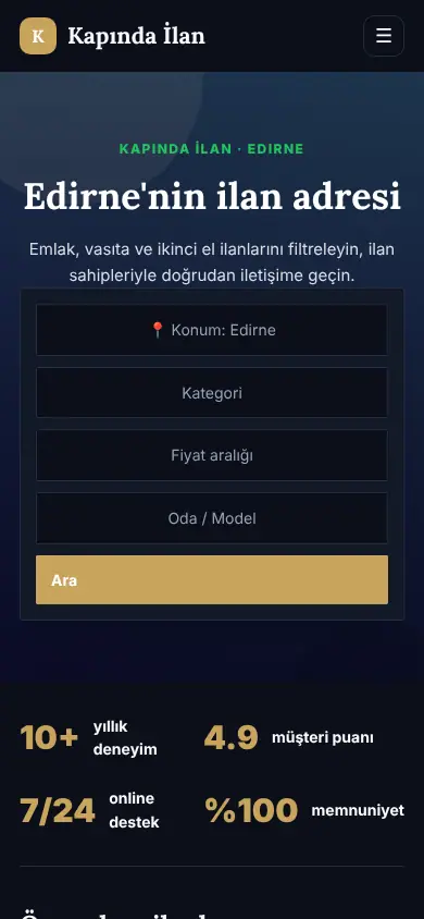 Kapı İlan mobil görünüm