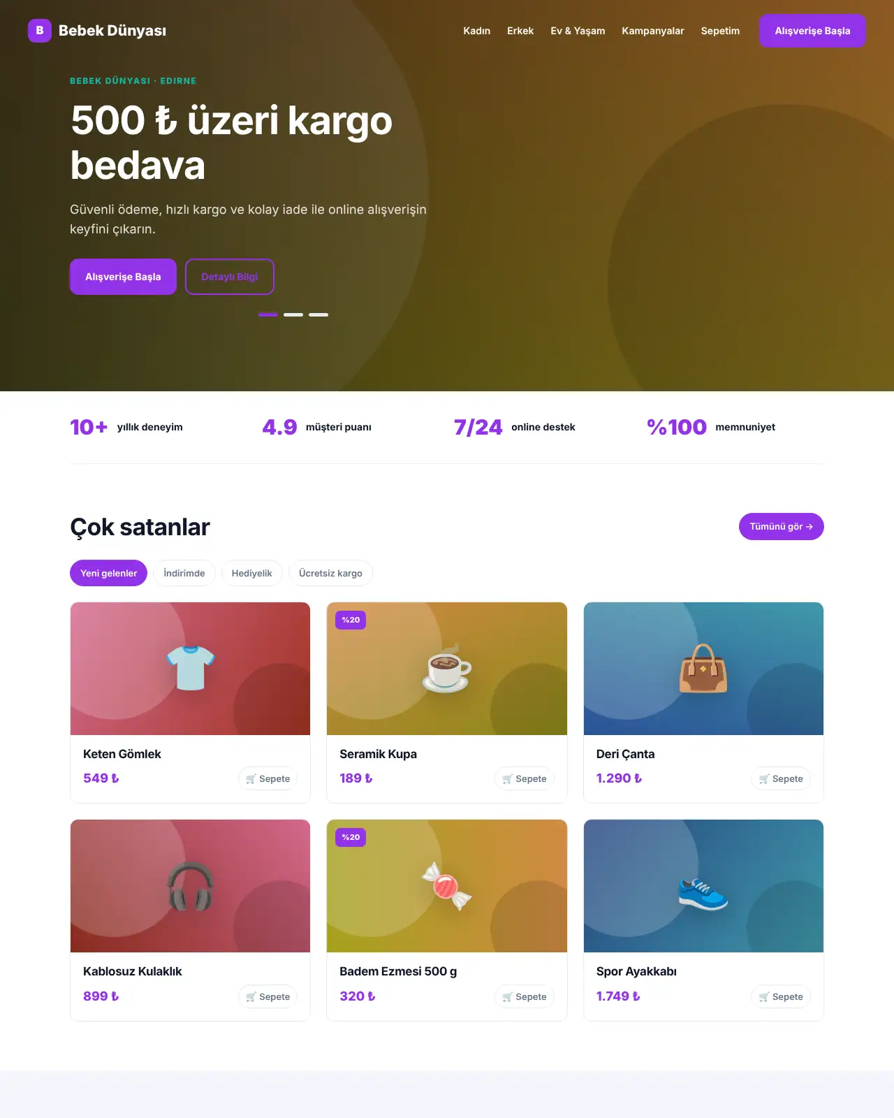 Kasa E-Ticaret - E-Ticaret Web Sitesi demo