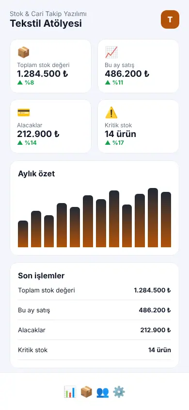 Kasa Yazılım mobil görünüm