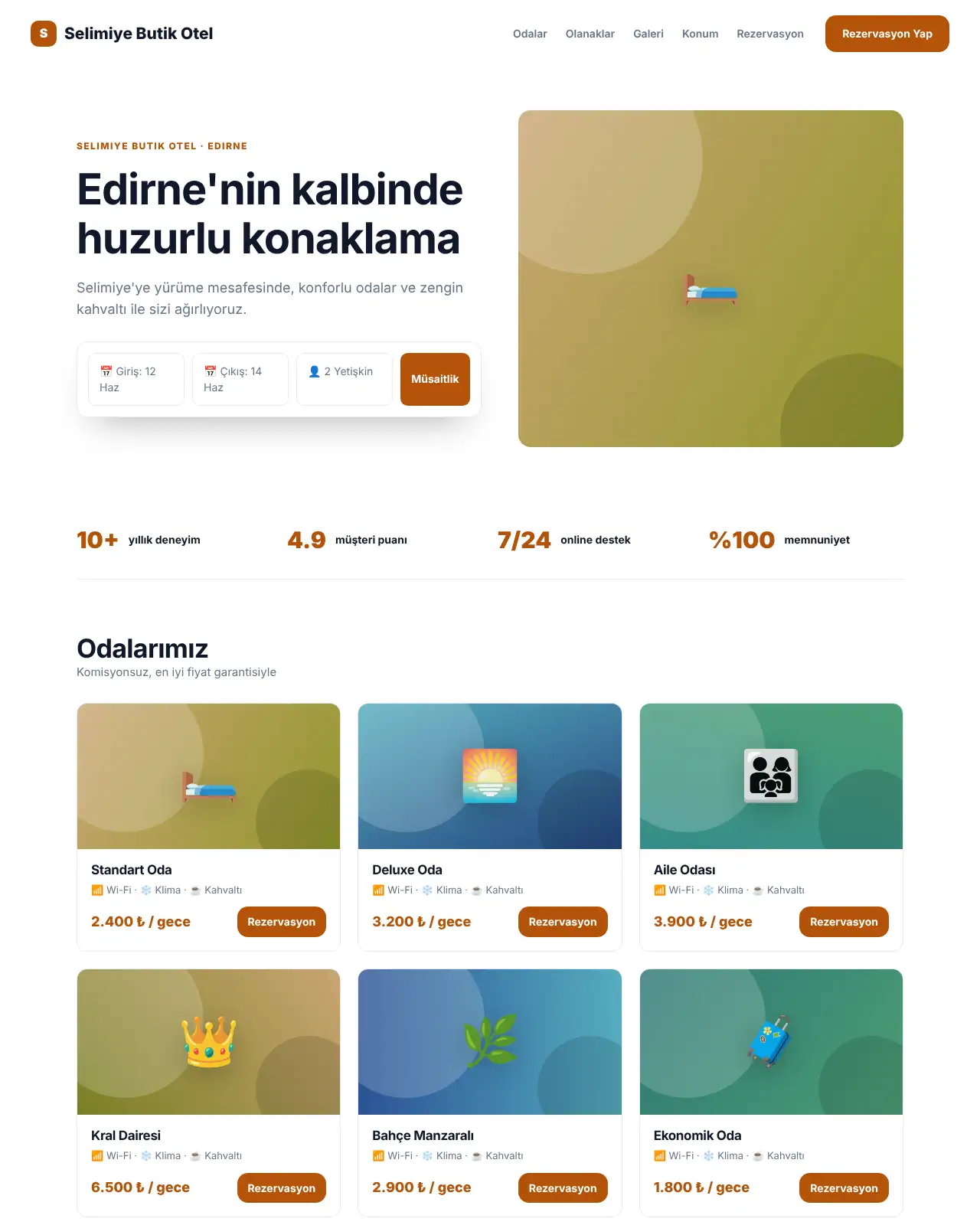Konak Otel - Otel & Pansiyon Web Sitesi demo