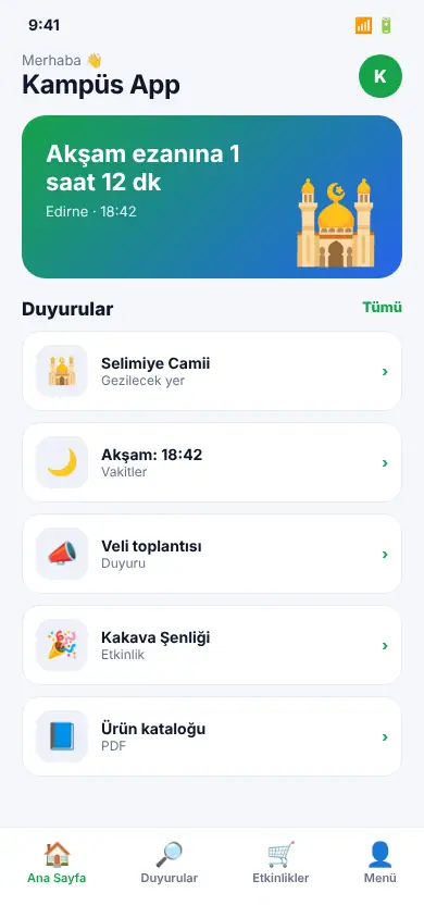 Kulüp App mobil görünüm