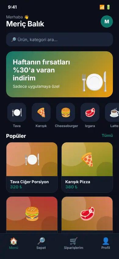 Kurye App mobil görünüm