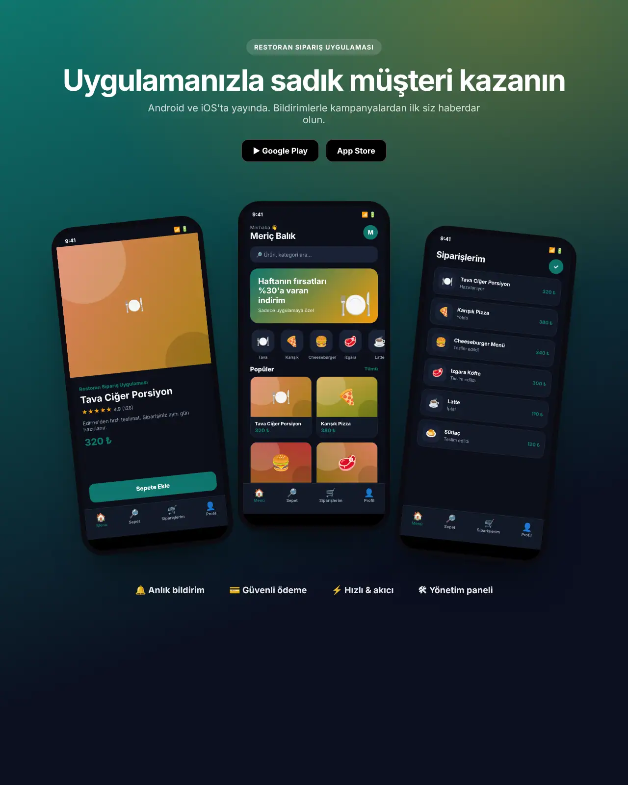 Kurye App - Restoran Sipariş Uygulaması demo