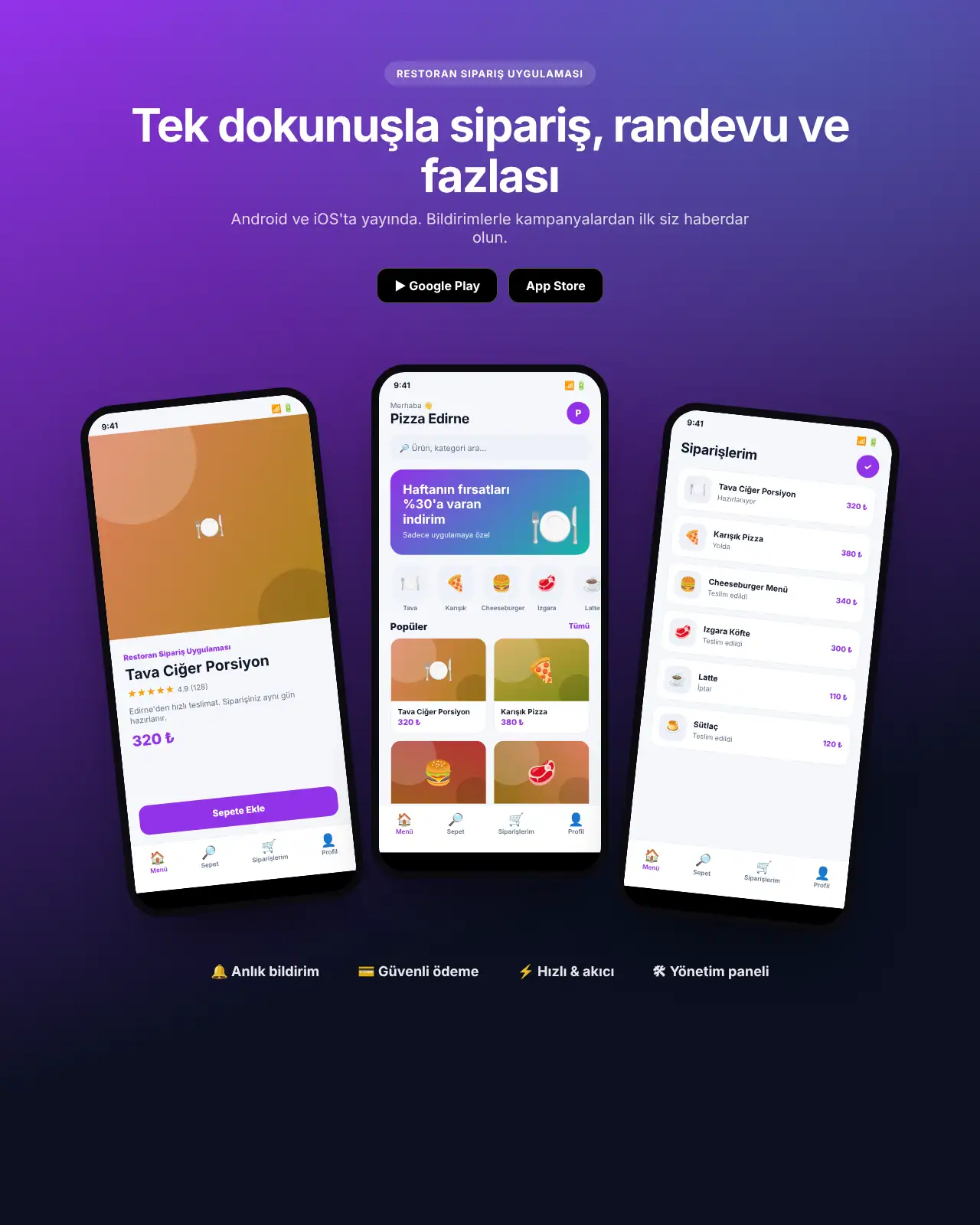 Lezzet Cepte App - Restoran Sipariş Uygulaması demo