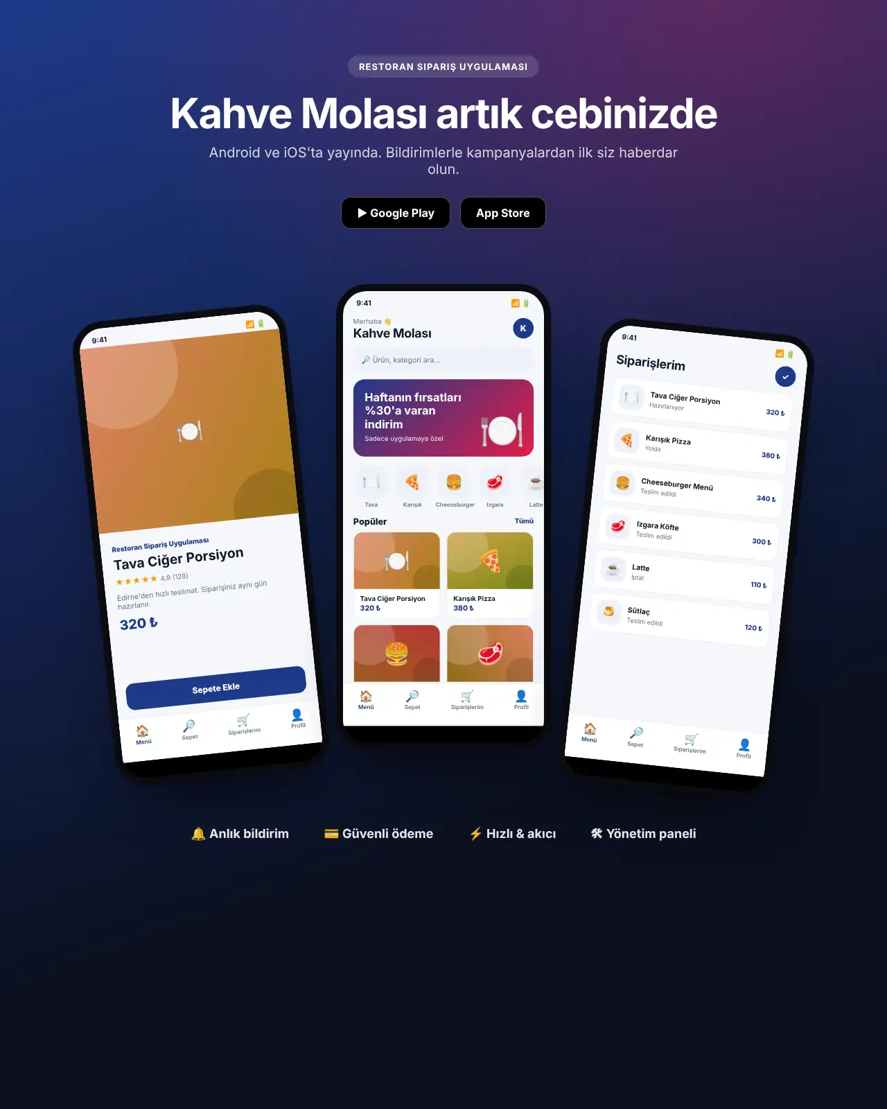 Menüm App - Restoran Sipariş Uygulaması demo