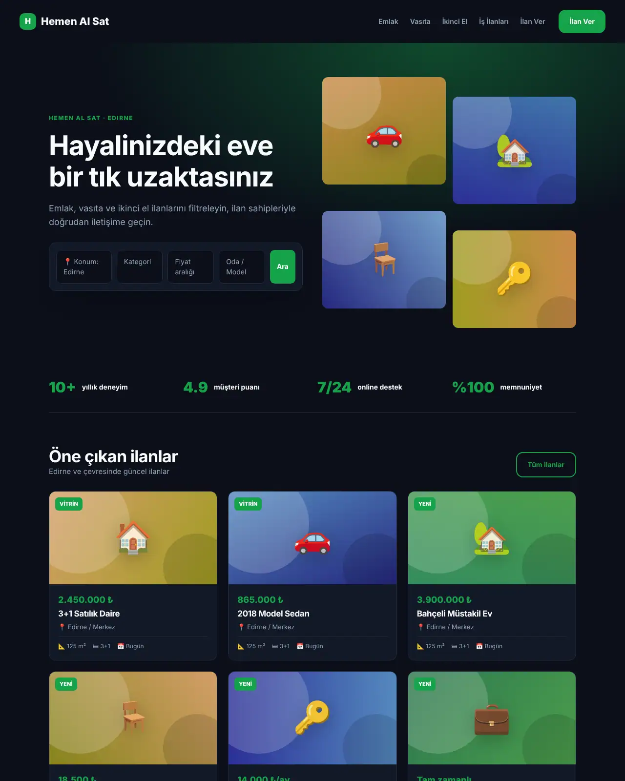 Meydan İlan Seri İlan Web Sitesi masaüstü görünüm