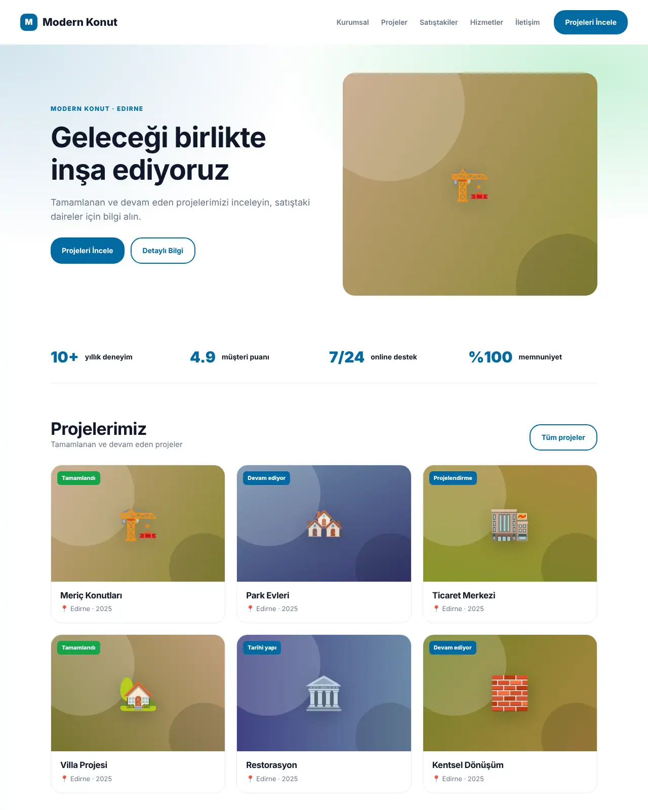 Mimar Yapı - İnşaat & Mimarlık Web Sitesi demo