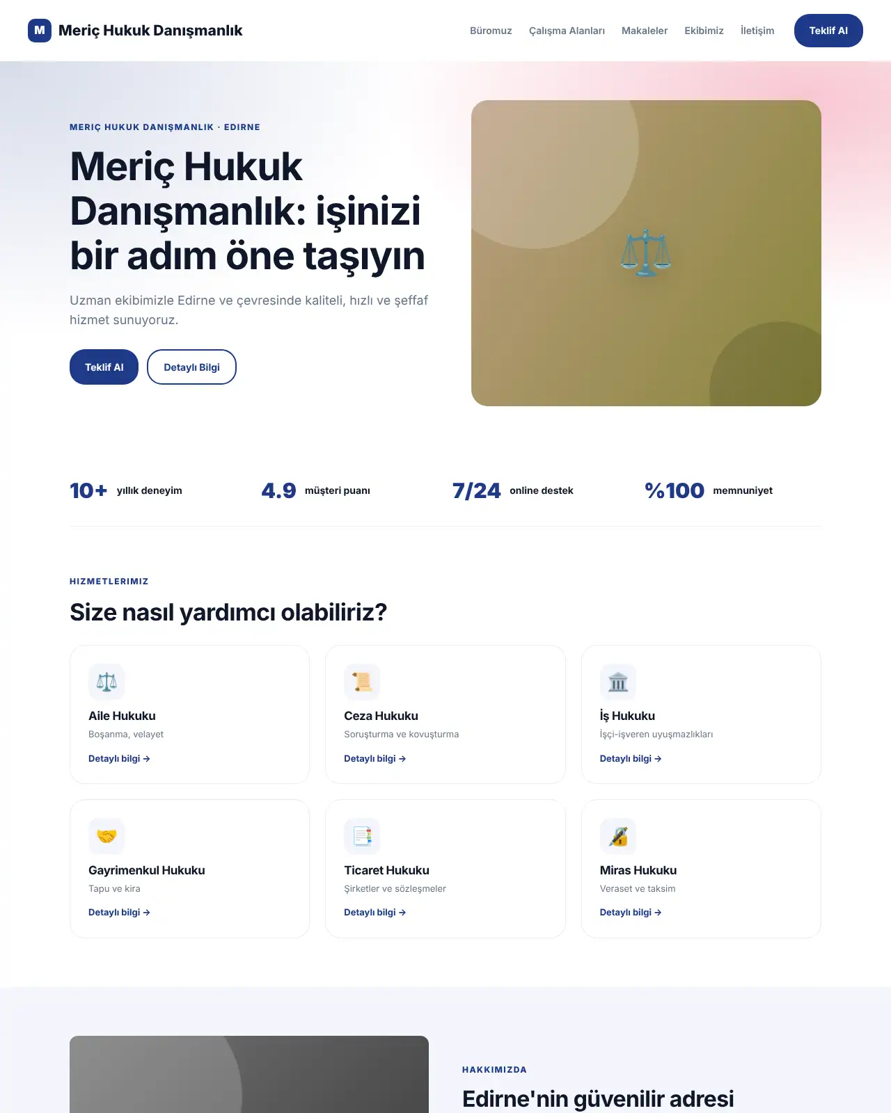 Mizan Hukuk - Avukat & Hukuk Bürosu Web Sitesi demo
