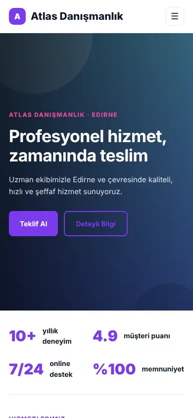 Nova Kurumsal mobil görünüm