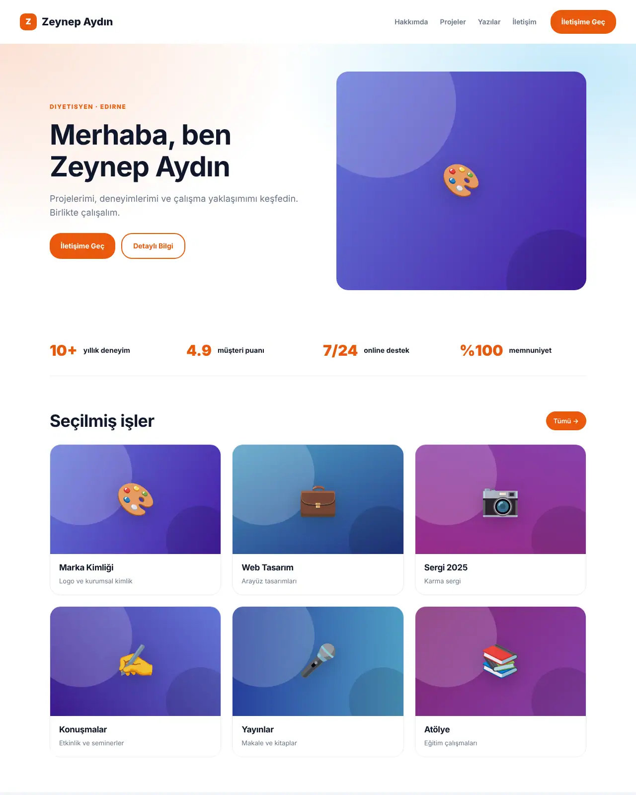 Özgeçmiş Kişisel - Kişisel Web Sitesi demo