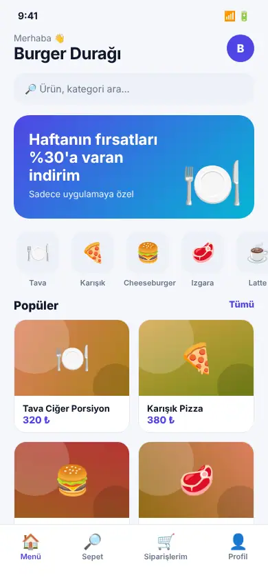 Paket App mobil görünüm