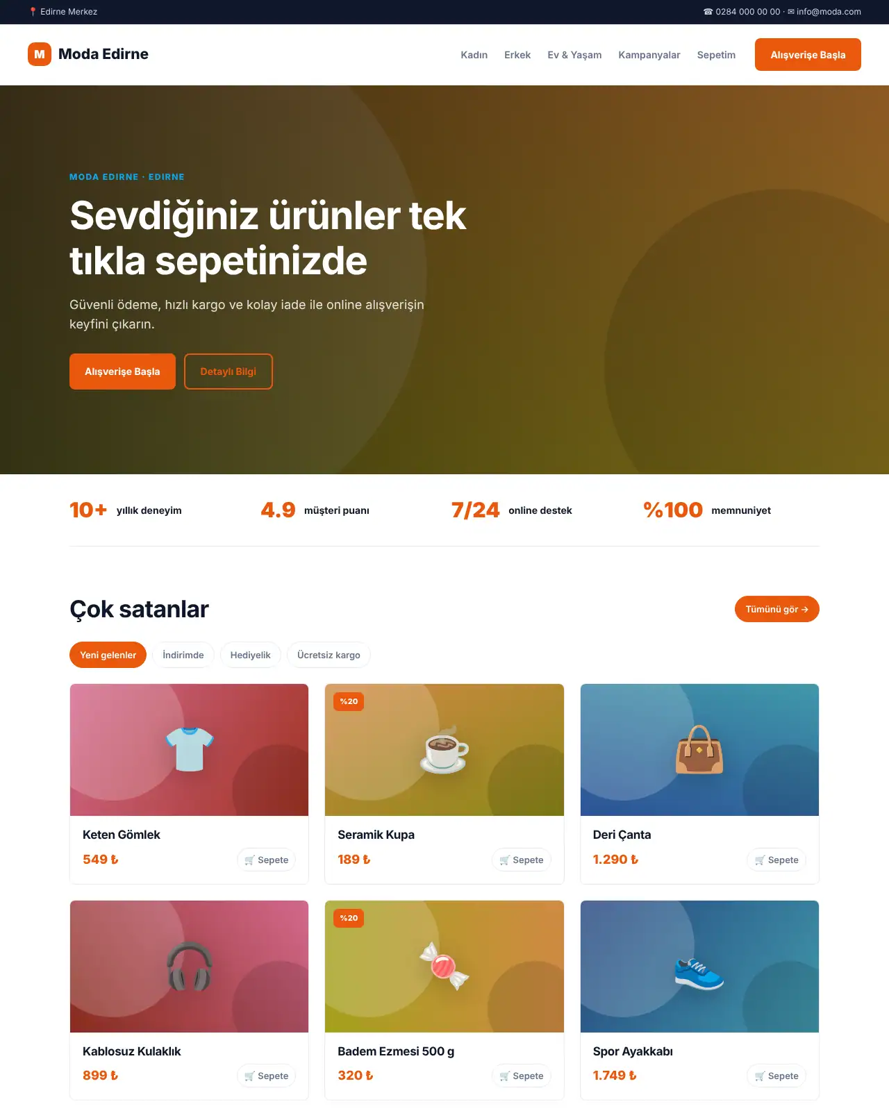 Pazar E-Ticaret - E-Ticaret Web Sitesi demo