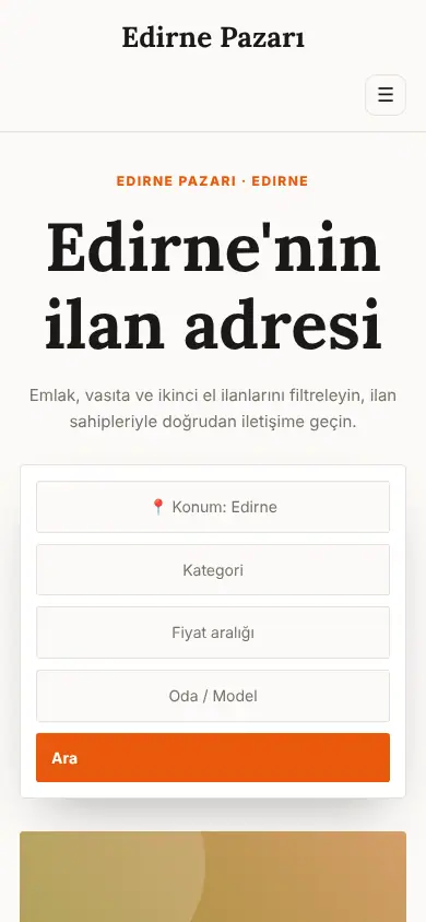 Pazaryeri İlan mobil görünüm