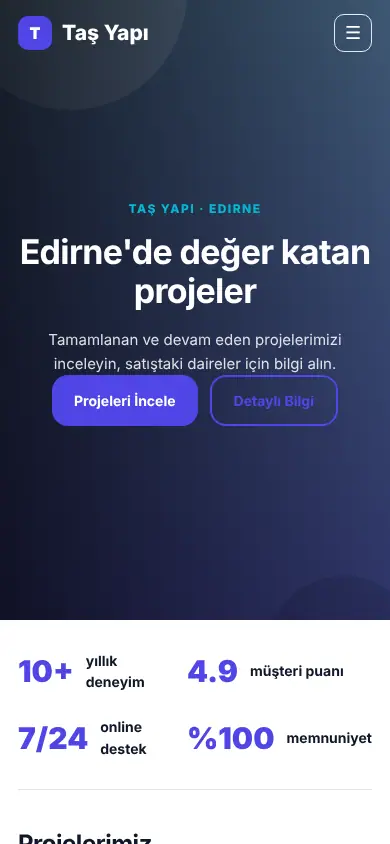 Plan Yapı mobil görünüm