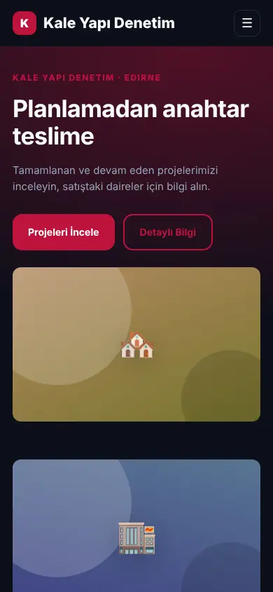 Proje Yapı mobil görünüm