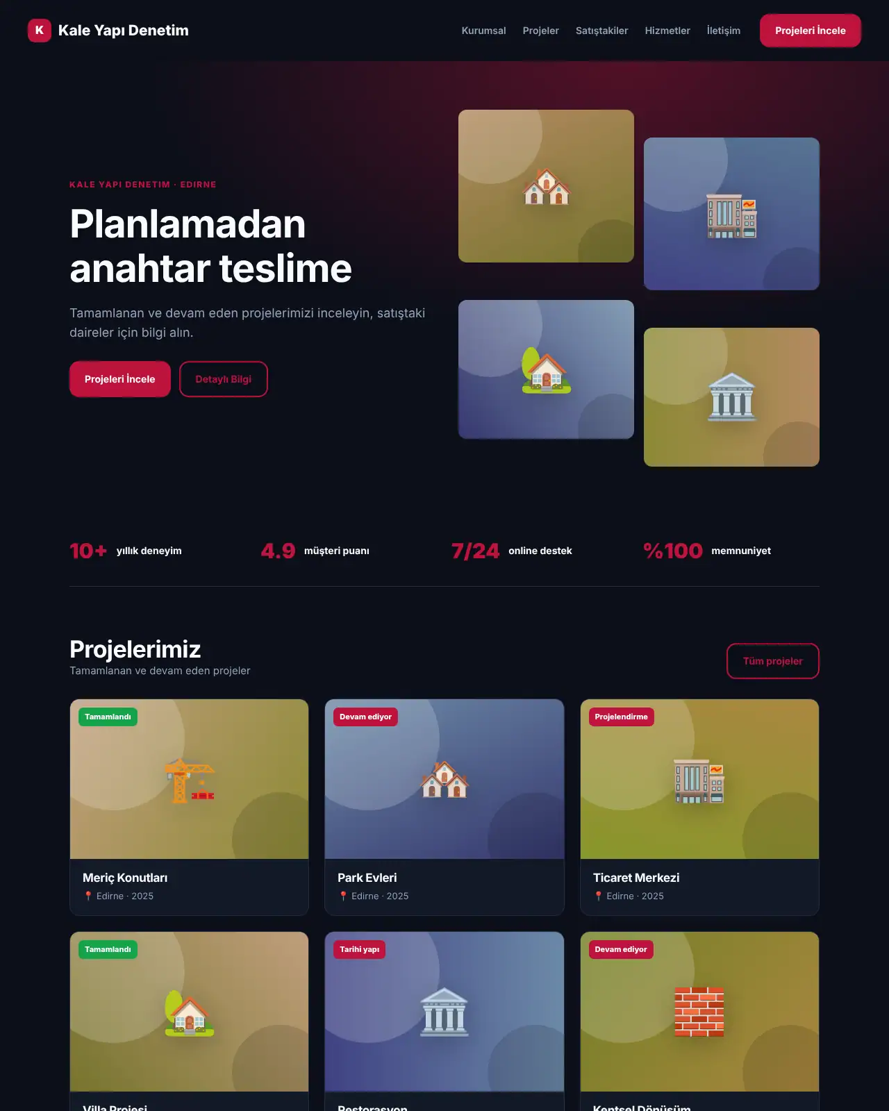 Proje Yapı - İnşaat & Mimarlık Web Sitesi demo