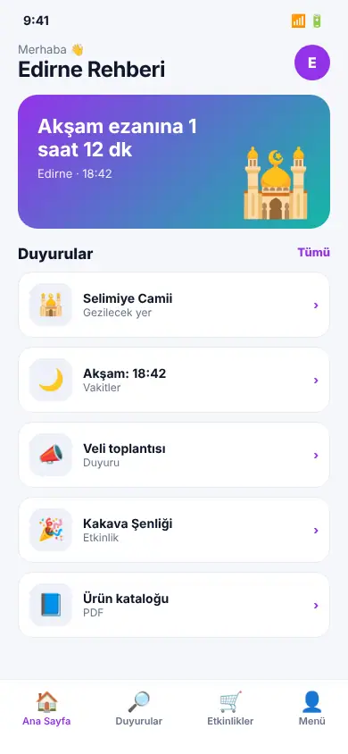 Rehber App mobil görünüm