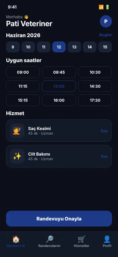Rezerve App mobil görünüm