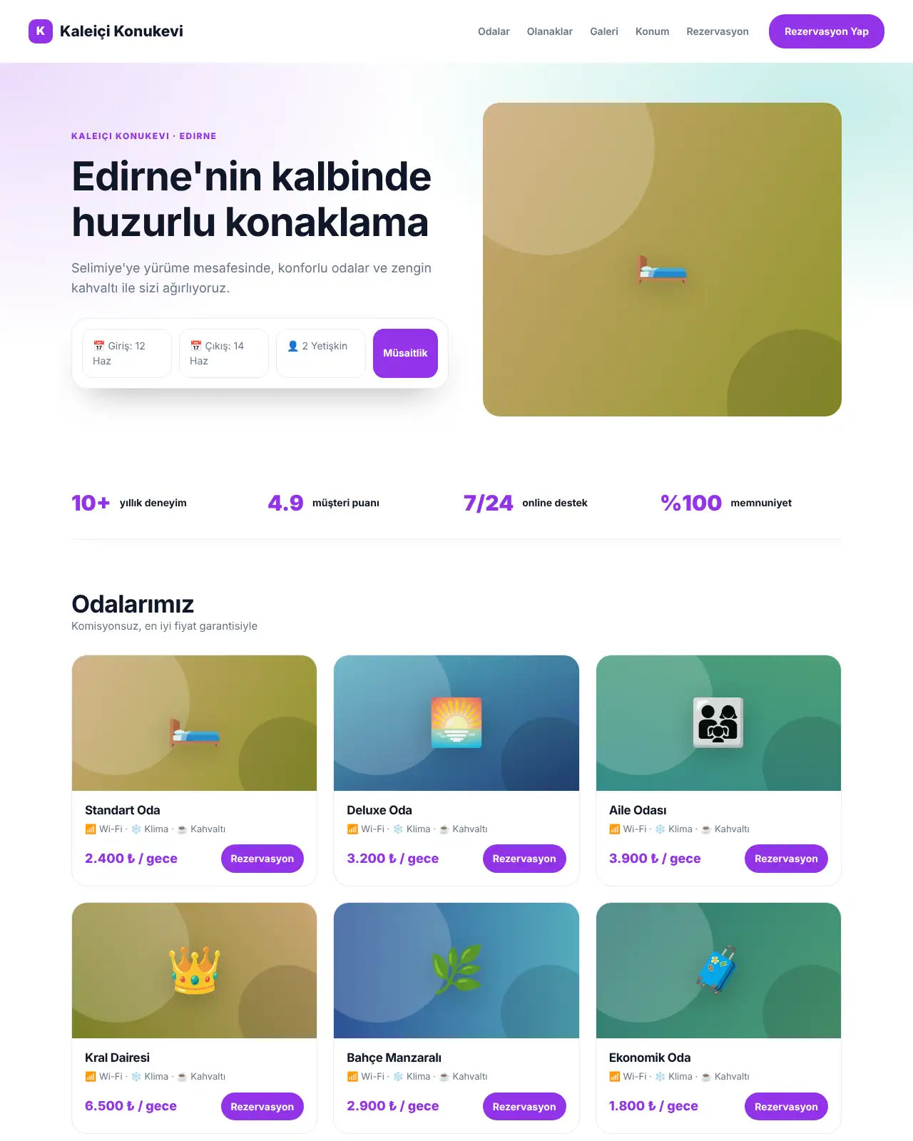 Sahil Otel - Otel & Pansiyon Web Sitesi demo